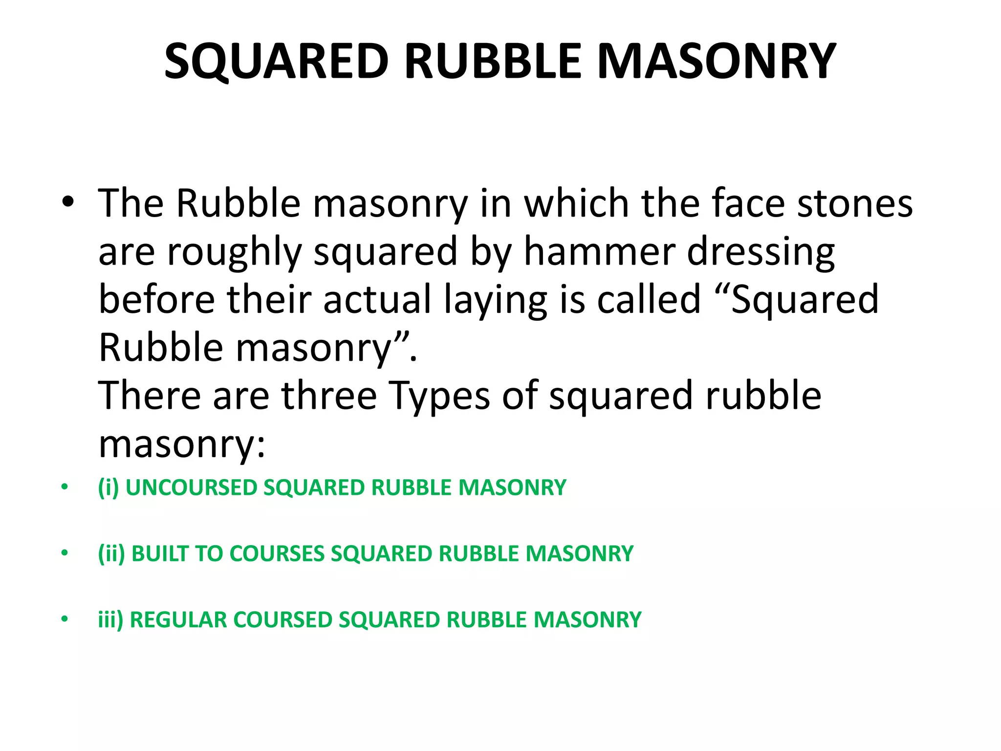 Types of stone masonry | PPTX