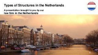 Types of Structures in the Netherlands
A presentation brought to you by our
law firm in the Netherlands
1
 