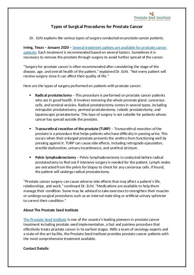 Types of Surgical Procedures for - Types Of Surgical Procedures For Prostate Cancer 1 638 