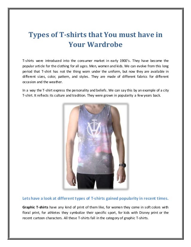 Types of Tshirts that You must have in Your Wardrobe