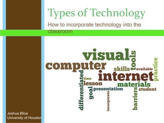 Types of Technology
How to incorporate technology into the
classroom
Joshua Blice
University of Houston
 