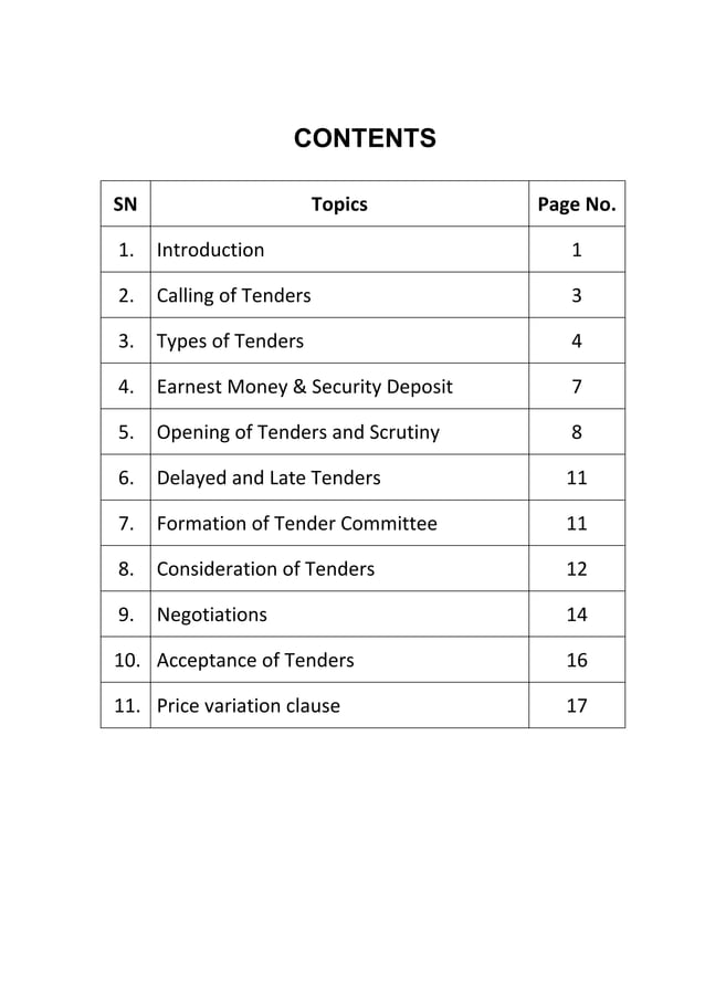 Types of tenders & stages for successful tendering