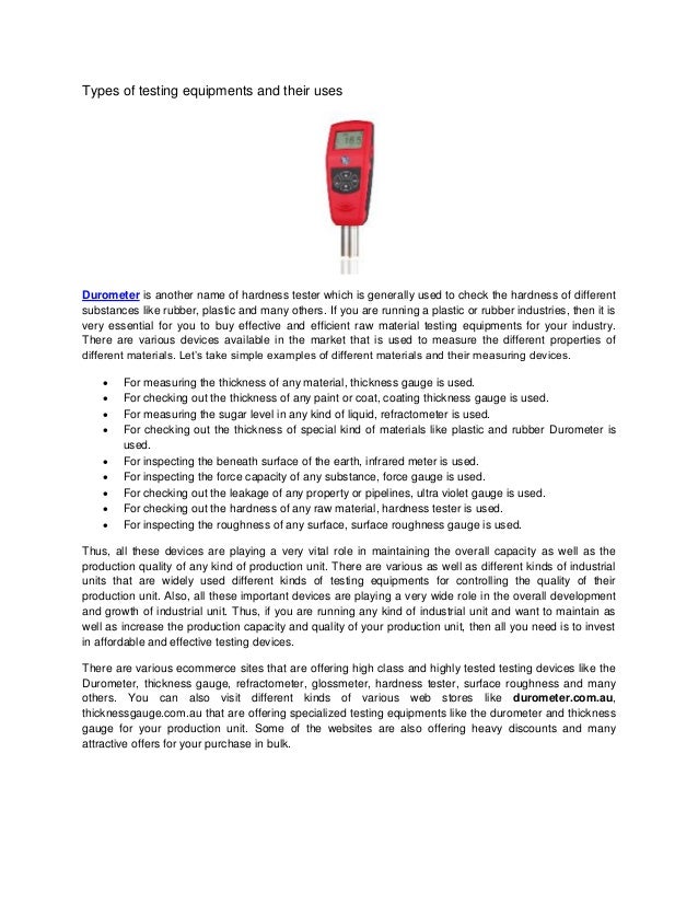 Types of testing_equipments_and_their_uses