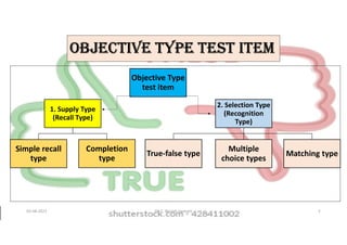 Types of test items | PPT