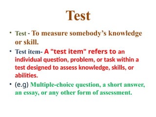 Types of Test Items...power point presentations | PPTX