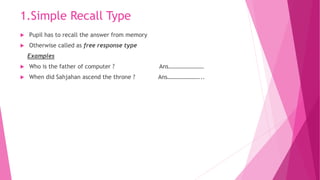 Types of Test Items | PPTX