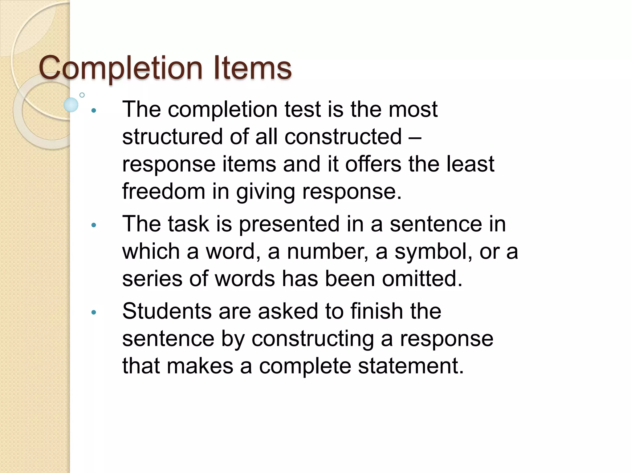 Types of test questions | PPTX | Standardized Testing | Educational ...