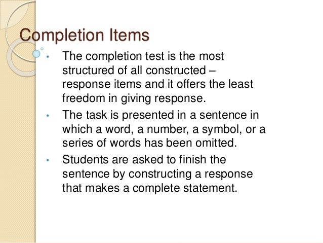 Types of test questions