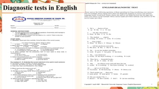 Diagnostic tests in English
 