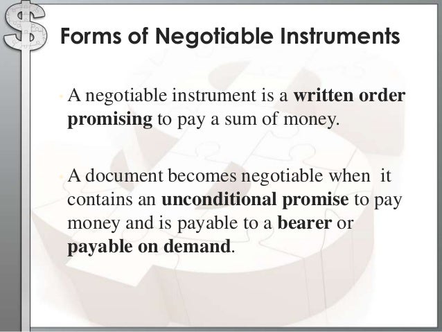 sample of negotiable instrument