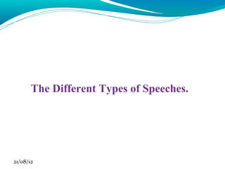 The Different Types of Speeches.
21/08/12
 
