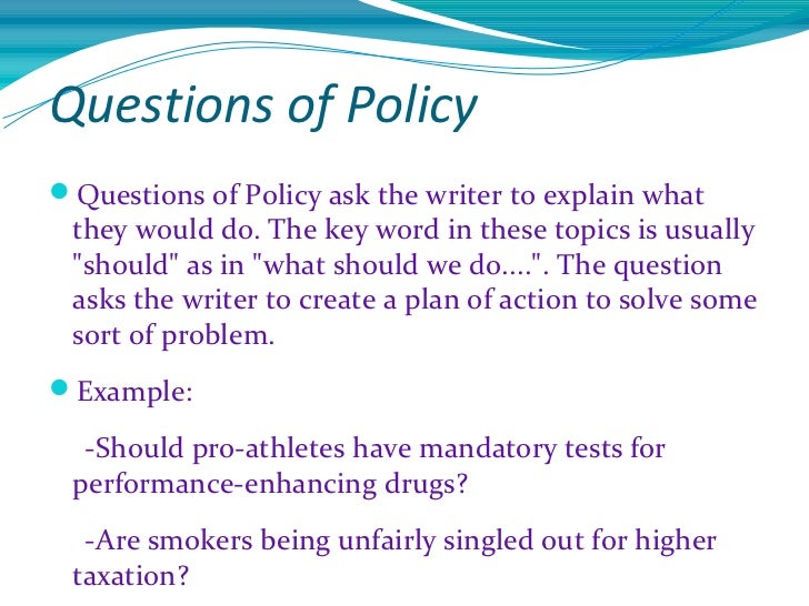 persuasive speech question of policy examples