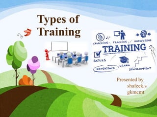 Types of
Training
Presented by
shafeek.s
gkmcmt
 