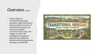 Transitional Home Rules About Types of Transitional Housing (Street Smarts Reentry Learning) | PDF