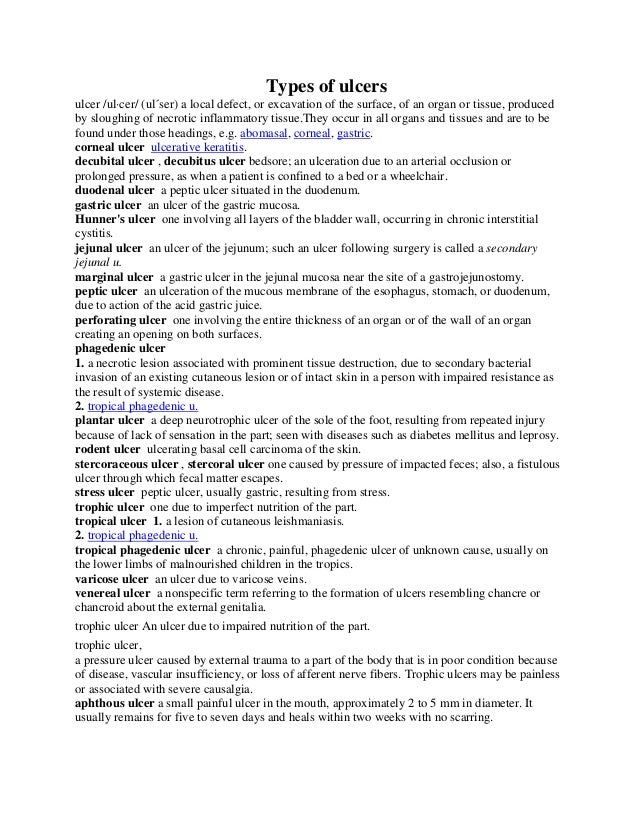 Types of ulcers