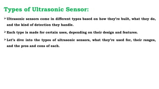 Types of Ultrasonic Sensors and their uses | PPTX