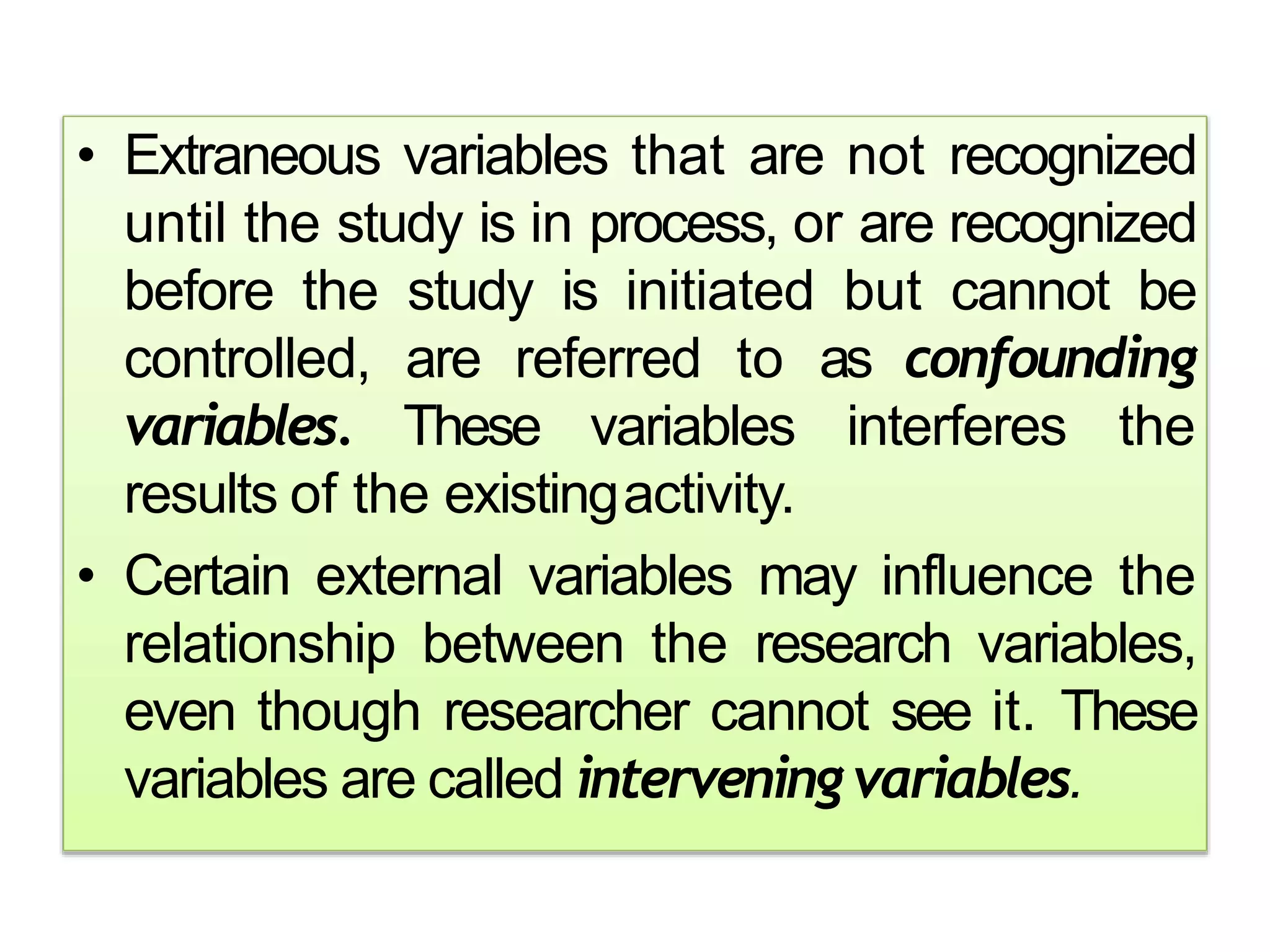 Types of variables in research | PPTX | Education