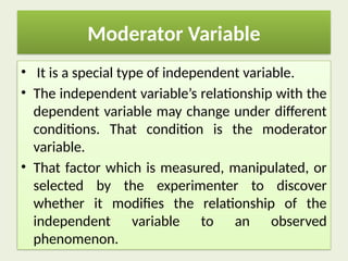 Types of variables in research for grade 7 research | PPTX