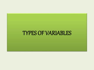 Types of variables in research | PPT | Free Download
