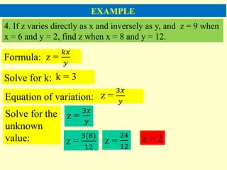 Algebraic Variation LESSON 2:.TYPES OF VARIATIONS.pOWERPOINT | PPTX
