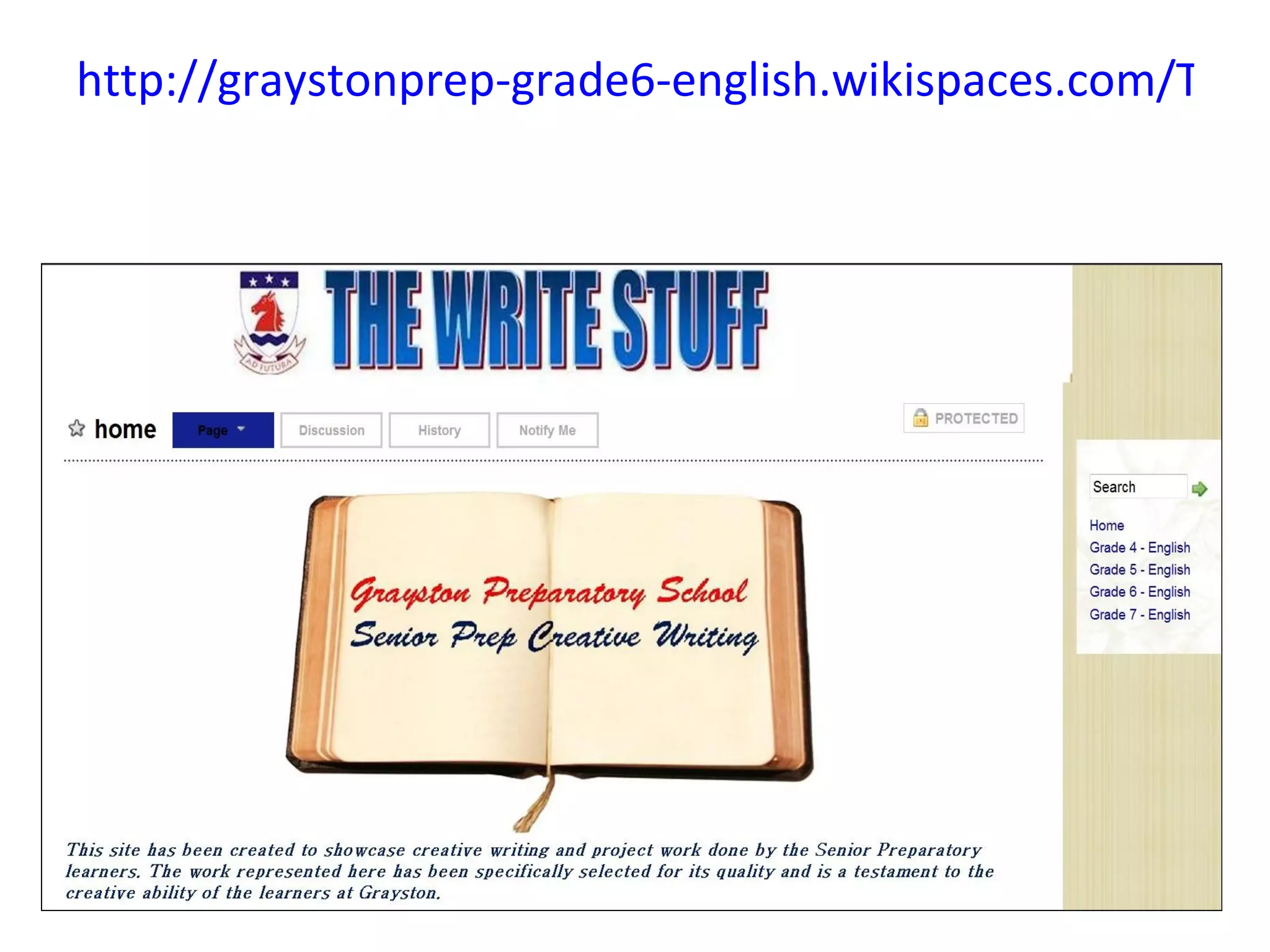 http://graystonprep-grade6-english.wikispaces.com/The+
 