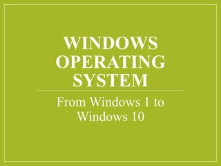 WINDOWS
OPERATING
SYSTEM
From Windows 1 to
Windows 10
 