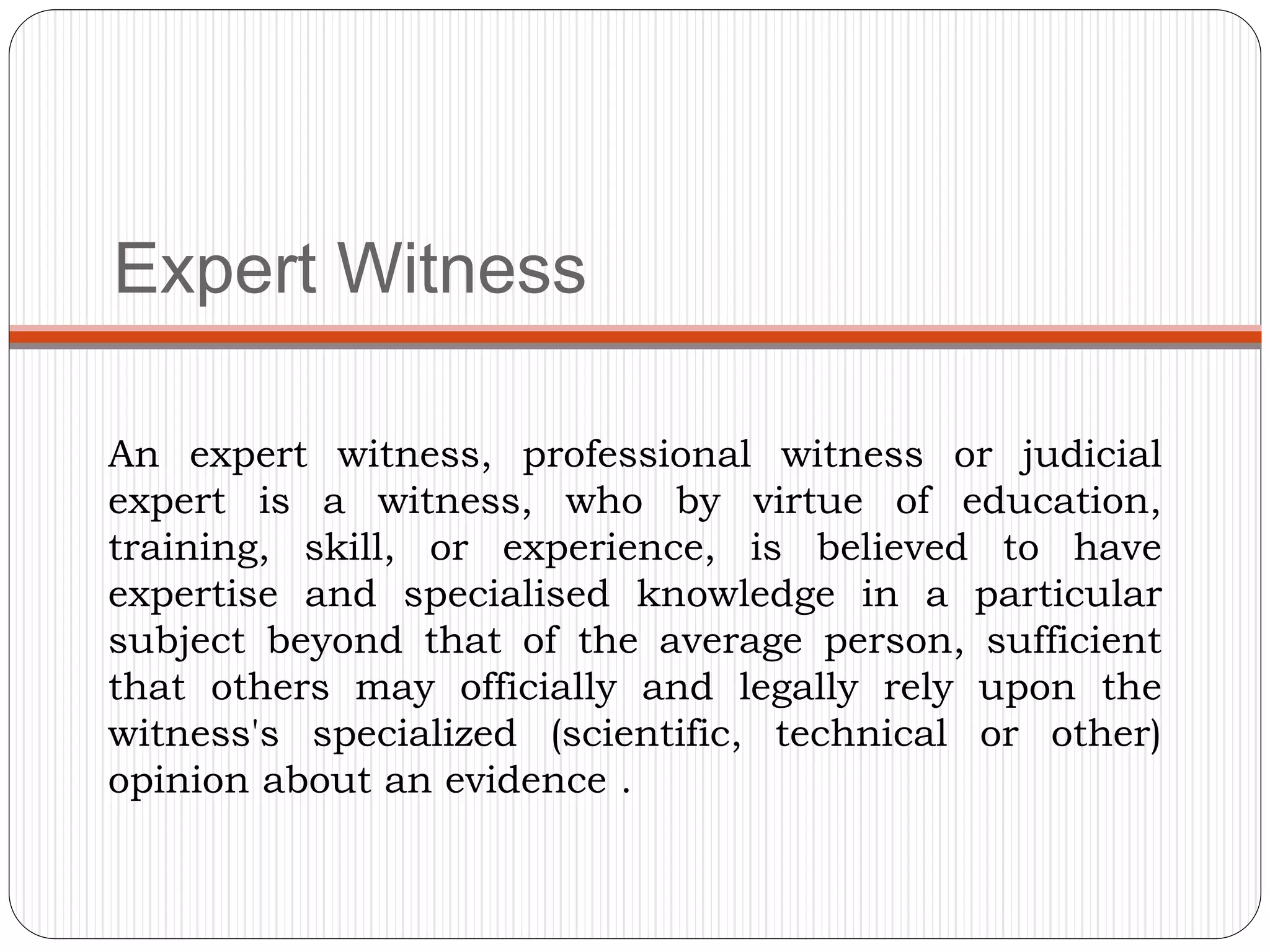 Types of witnesses | PPTX | Law