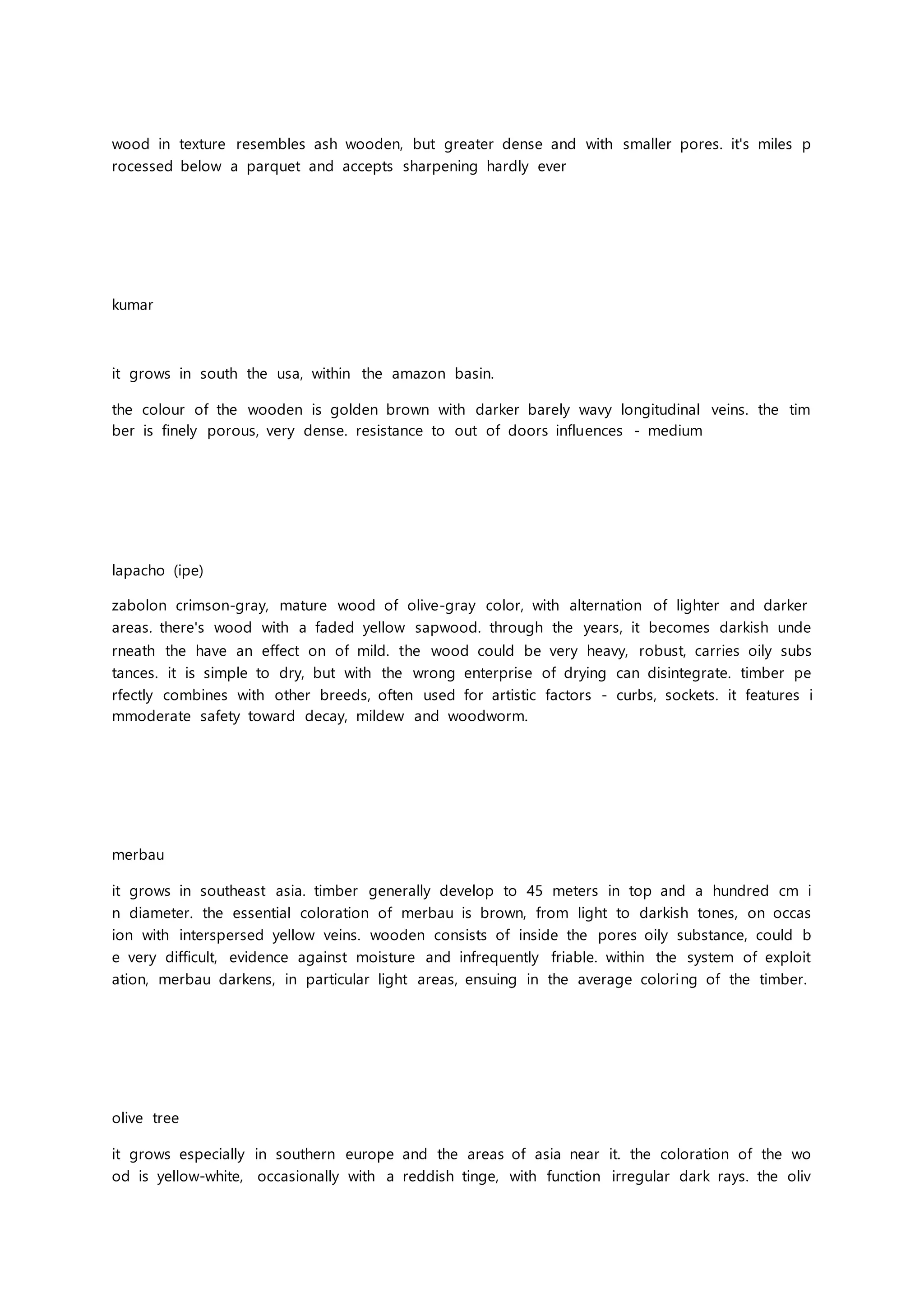 Types of wood with examples | DOCX