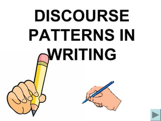 DISCOURSE
PATTERNS IN
WRITING
 