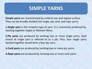 Yarns and Its Classification