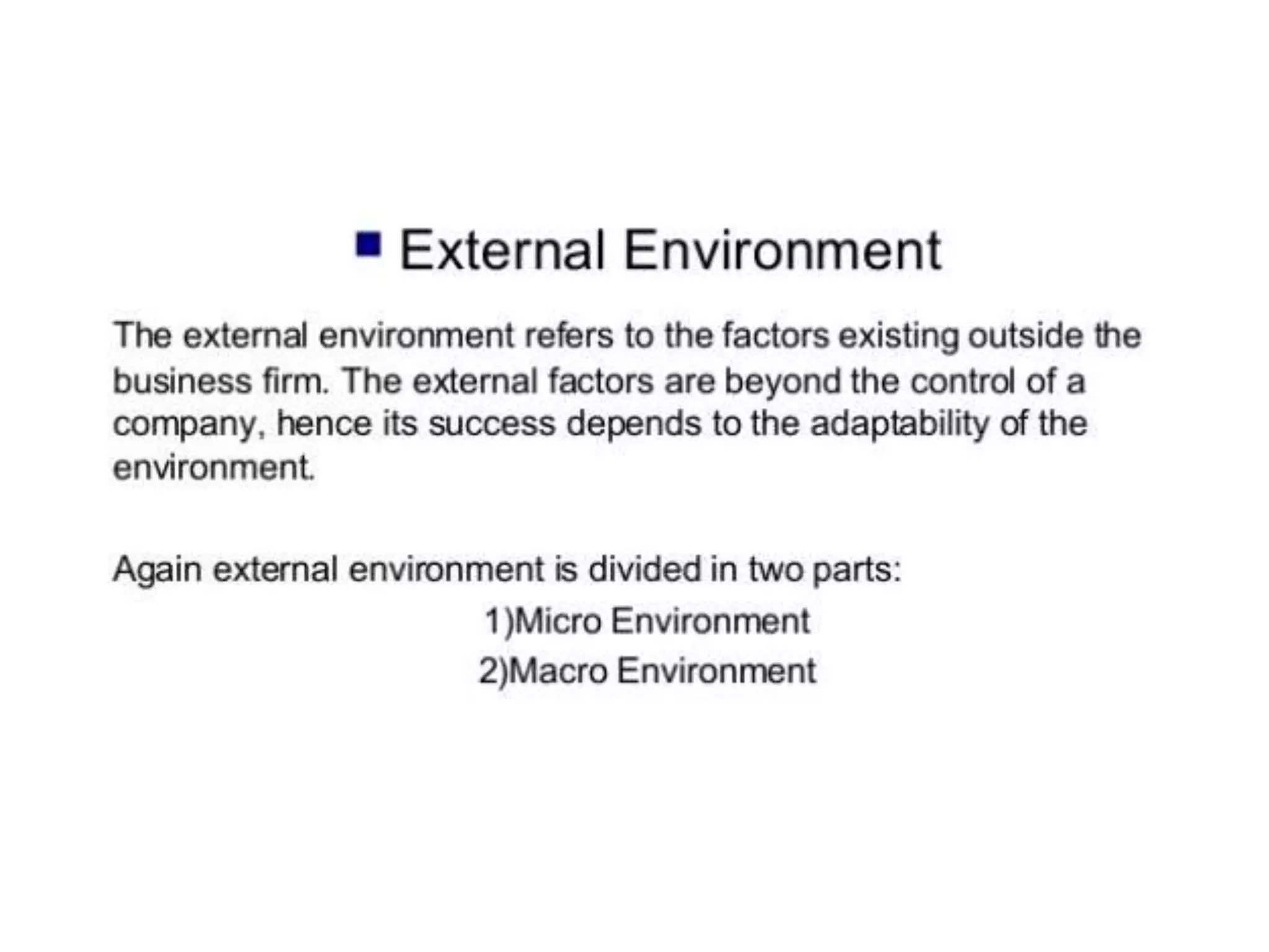 Types & significance of business environment