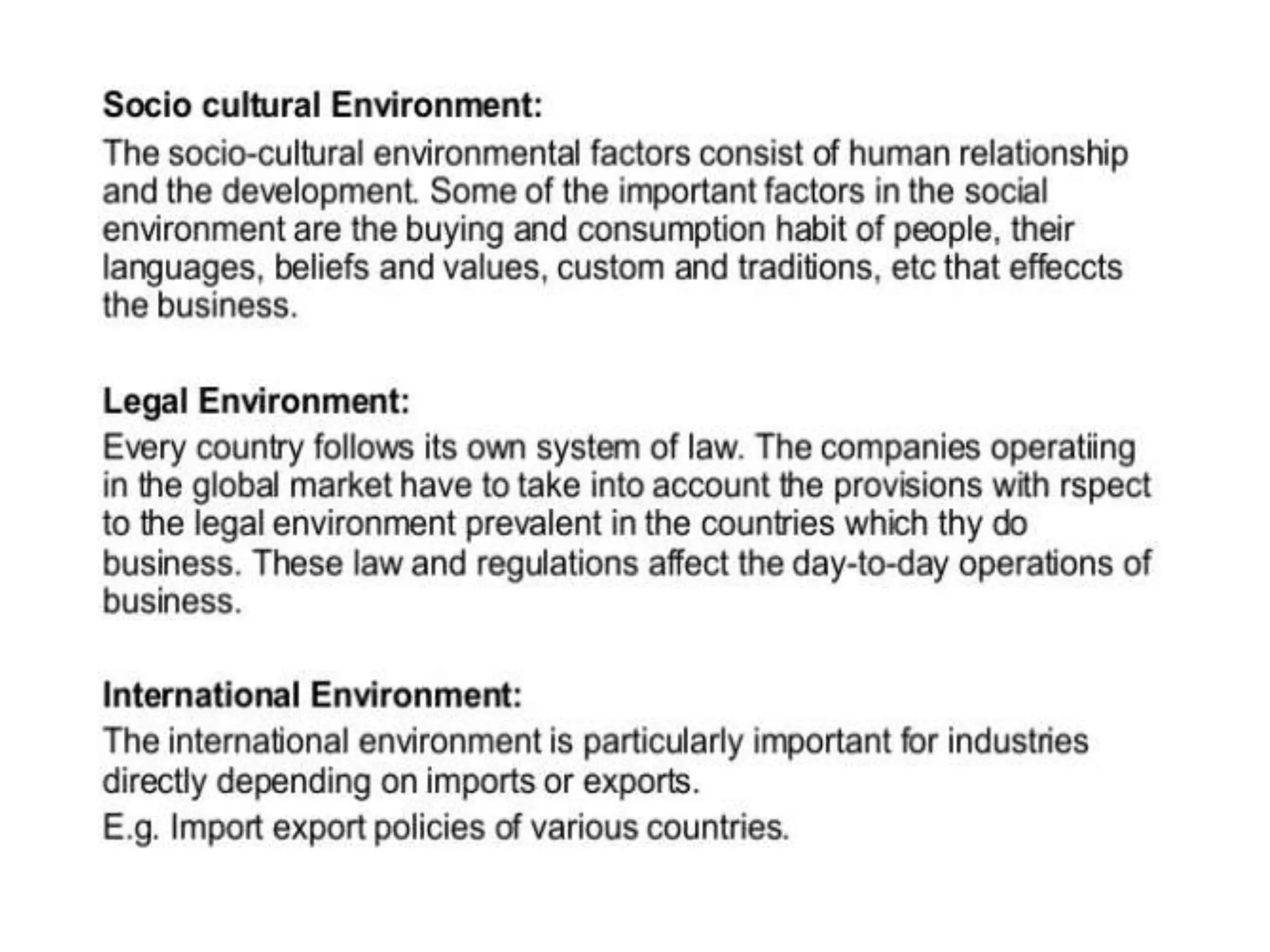 Types & significance of business environment