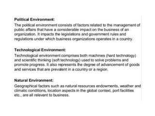Types & significance of business environment