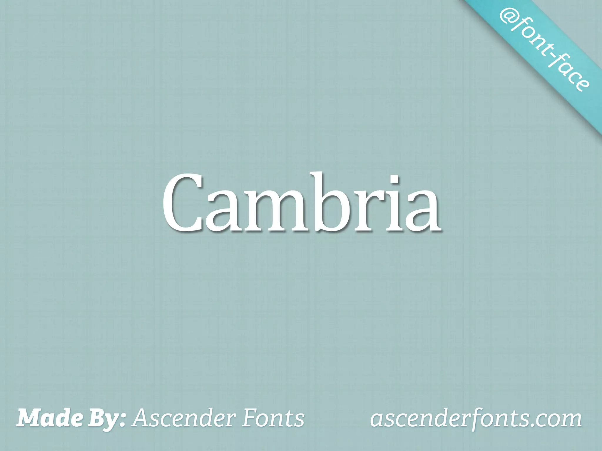 @
                                     fo
                                        nt-f
                                            ac
                                              e




           Cambria

Made By: Ascender Fonts   ascenderfonts.com
 