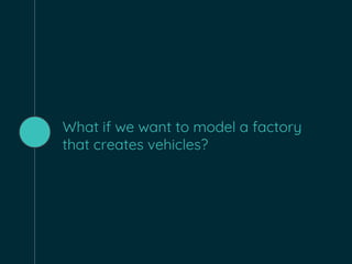 What if we want to model a factory
that creates vehicles?
 