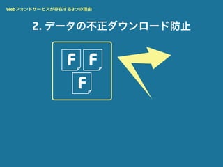 Webフォントサービスが存在する3つの理由



      2. データの不正ダウンロード防止


              F F
               F
 
