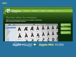 Glyphs




         Glyphs ¥26,000   Glyphs Mini ¥3,900
 