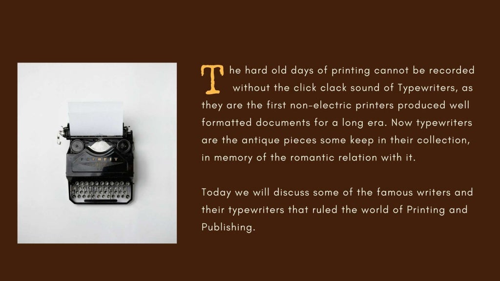 Typewriters click clack music of printing