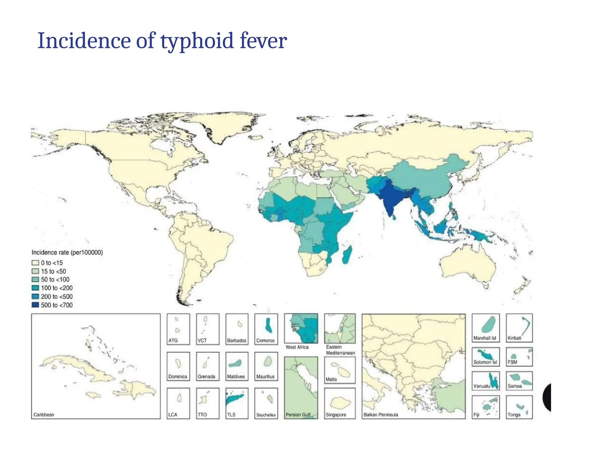 Incidence of typhoid fever
 