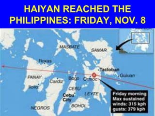 HAIYAN REACHED THE
PHILIPPINES: FRIDAY, NOV. 8
 