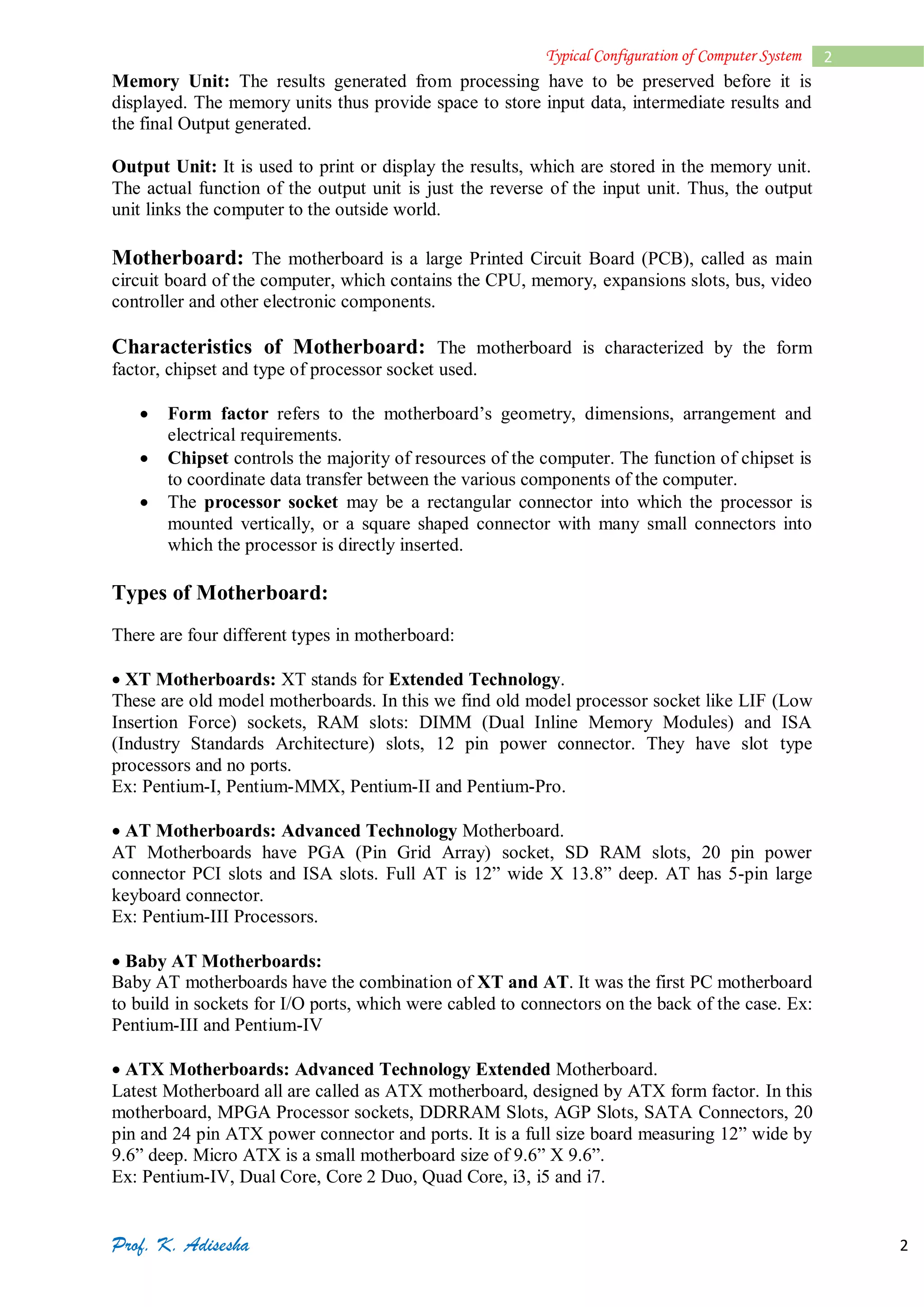 Typical Configuration Of Computer Pdf