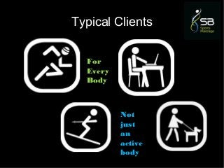 Typical Clients
For
Every
Body
Not
just
an
active
body
 