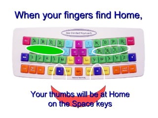 When your fingers find Home, Your thumbs will be at Home on the Space keys 