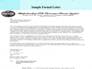 Sample Formal Letter
 