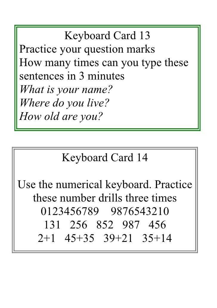 typing card activities