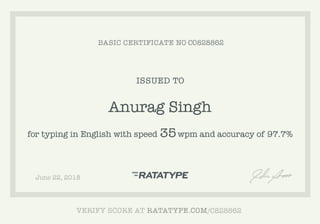 English Typing Certificate