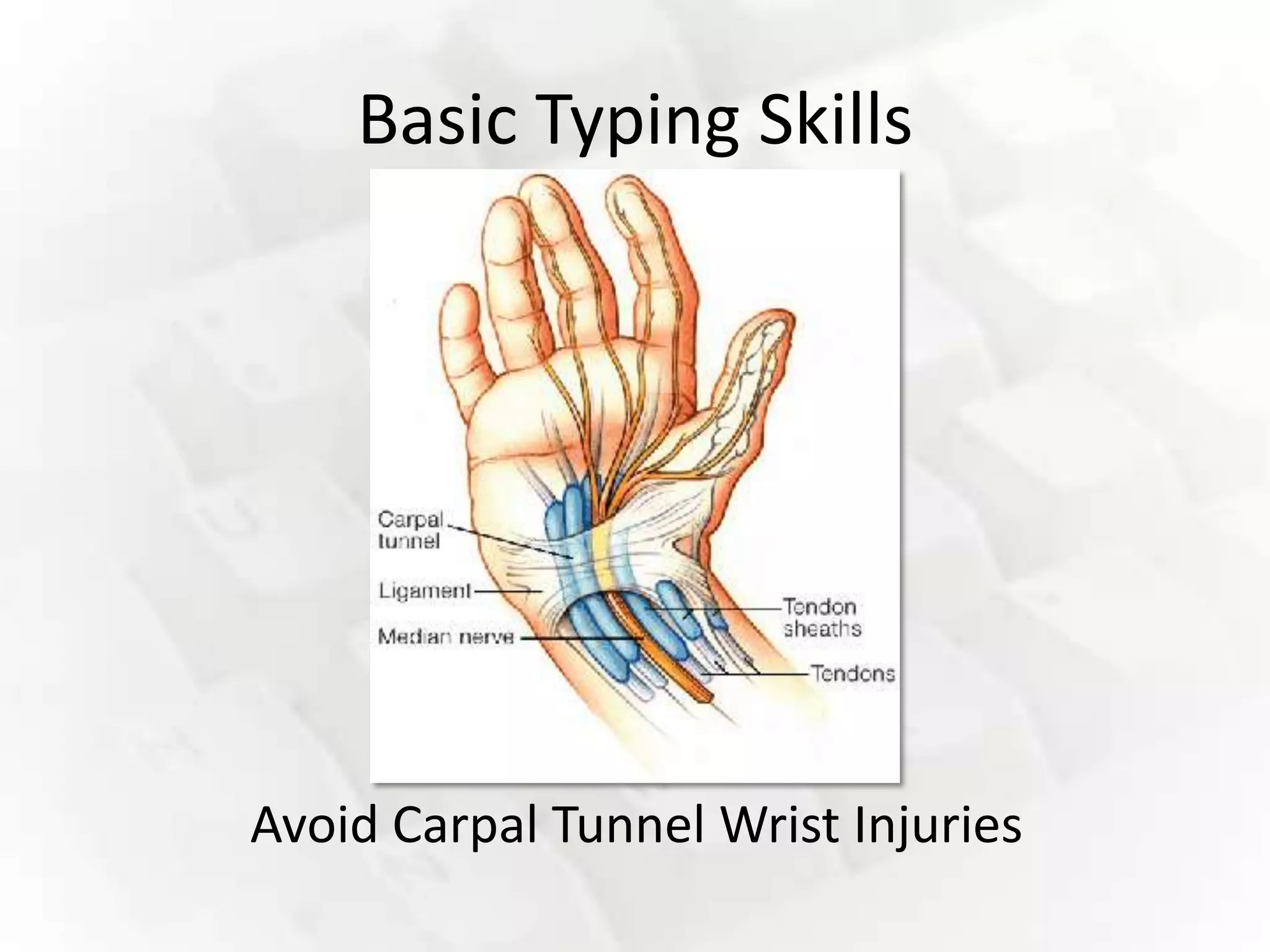 Basic Typing Skills




Avoid Carpal Tunnel Wrist Injuries
 