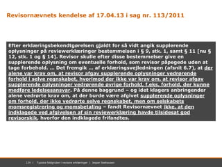 124 | November 2012 | Mastersæt. Power Point124 | Typiske faldgruber i revisors erklæringer | Jesper Seehausen
Revisornævn...
