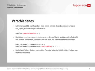TYPO3 CMS 6.1 - Die Neuerungen - typovision GmbH