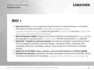 (c) 2014 - Patrick Lobacher | TYPO3 CMS 6.2 LTS - Die Neuerungen | www.lobacher.de | 25.03.2014
TYPO3 CMS 6.2 LTS - Die Ne...